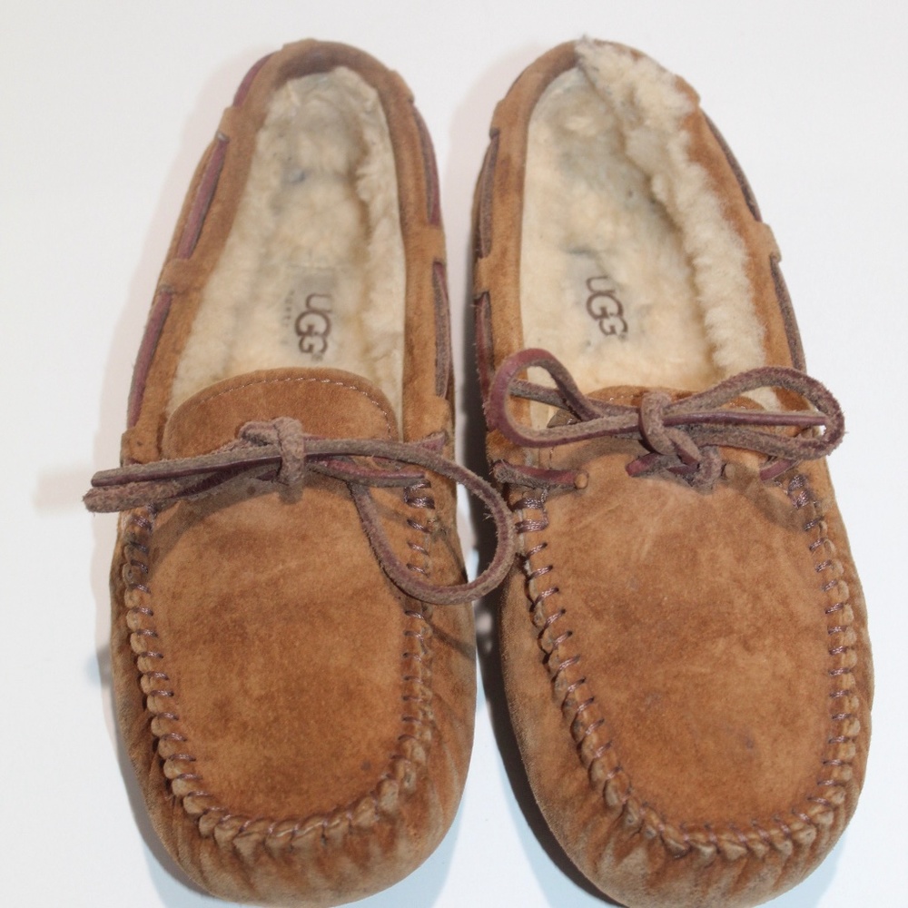 UGG Chestnut Slippers Moccasins Woven Sheepskin 5